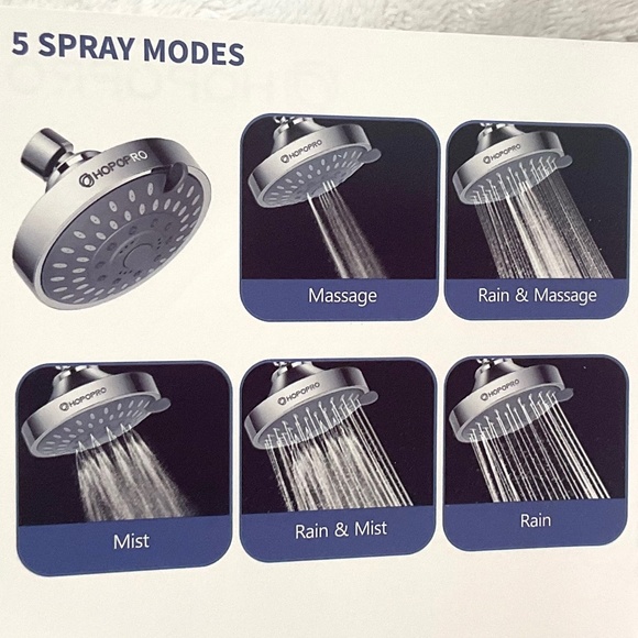 MATTE BLACK HOPOPRO 5 MODE 4 INCH HIGH PRESSURE SHOWER HEAD — MODEL NO.21651HS - Picture 4 of 8